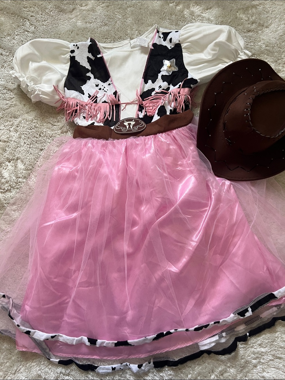 Pink Cowgirl Dress-Up Costume for Kids - Western Skirt & Vest